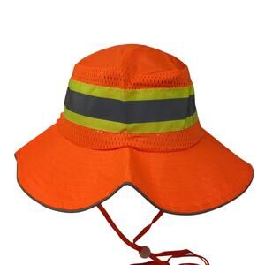 Ironwear Boonie Hat Orange OS Adjustable Drawstring Striped Blank Polyester